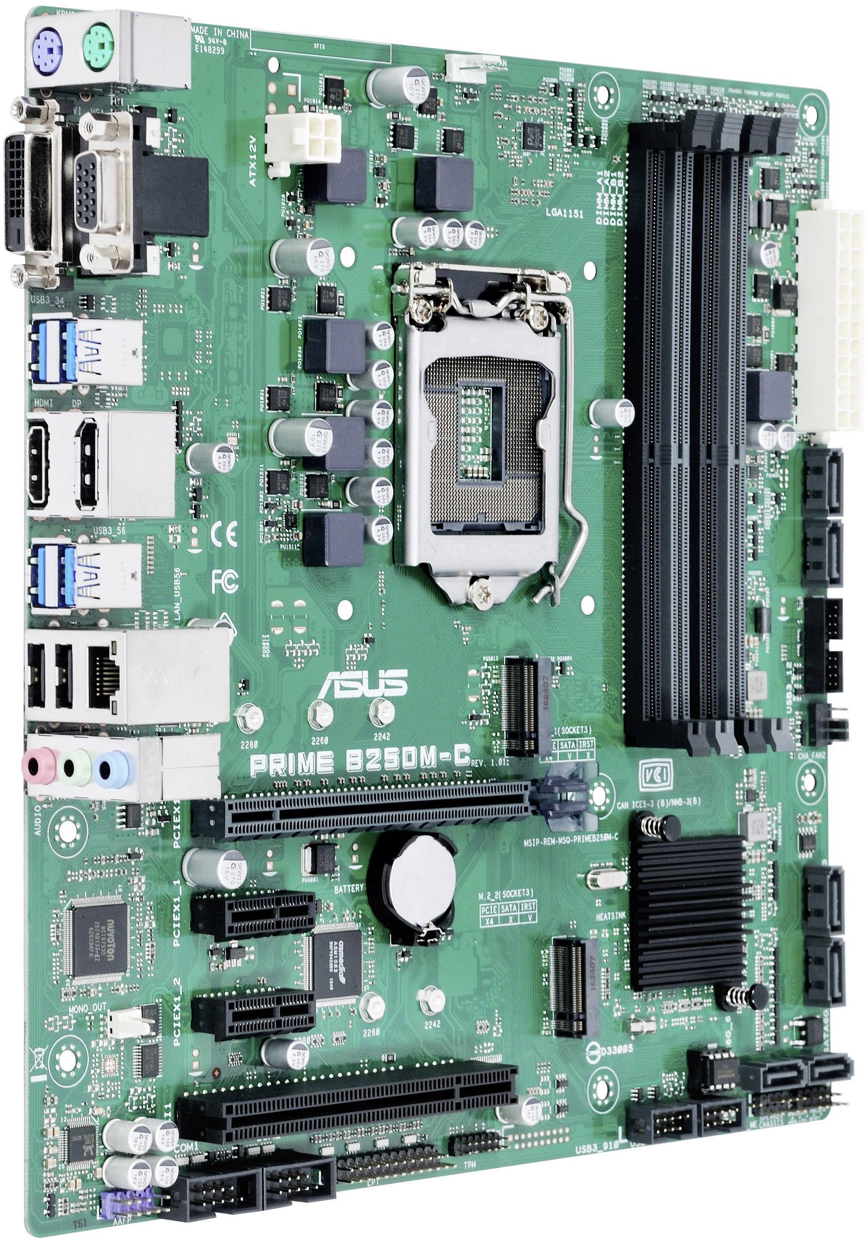 Asus PRIME B250M-C Carte mère Socket (PC) Intel® 1151 Facteur de forme (détails) Micro-ATX Chipset de la carte mère Inte-3