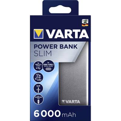 Varta Portable Slim Powerbank (batterie supplémentaire) 6000 mAh LiPo Micro USB argent affichage du statut-8