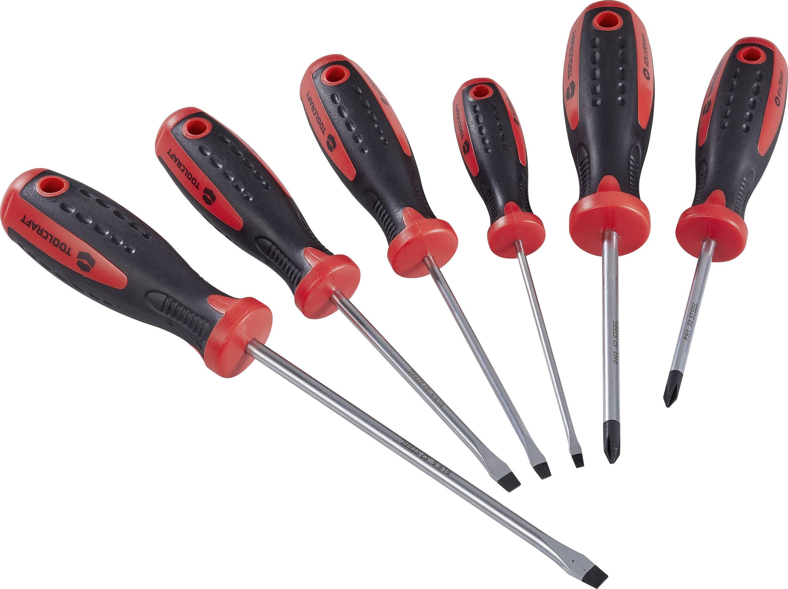 Jeu de tournevis TOOLCRAFT 6 pièces vis à fente, cruciforme Phillips pour l'atelier