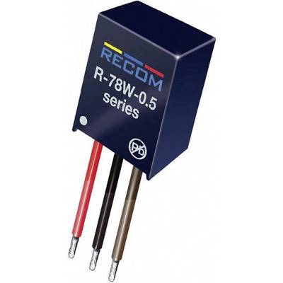 Convertisseur de tension de la série R-78W-0.5 de RECOM avec trois fils de connexion de couleurs : rouge, noir et marron.