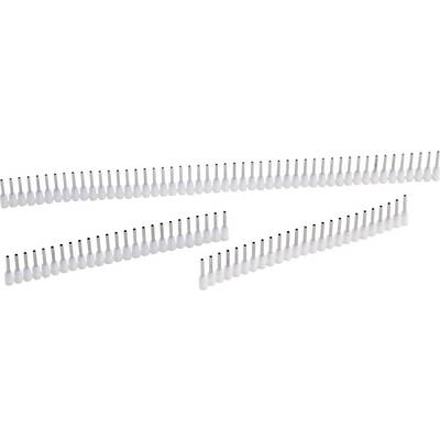 Rangées de manchons isolants blancs pour connexions de câbles, représentés dans différentes longueurs et perspectives.