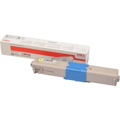 Une cartouche de toner OKI avant son emballage, affichant les caractéristiques du produit et les informations du modèle.