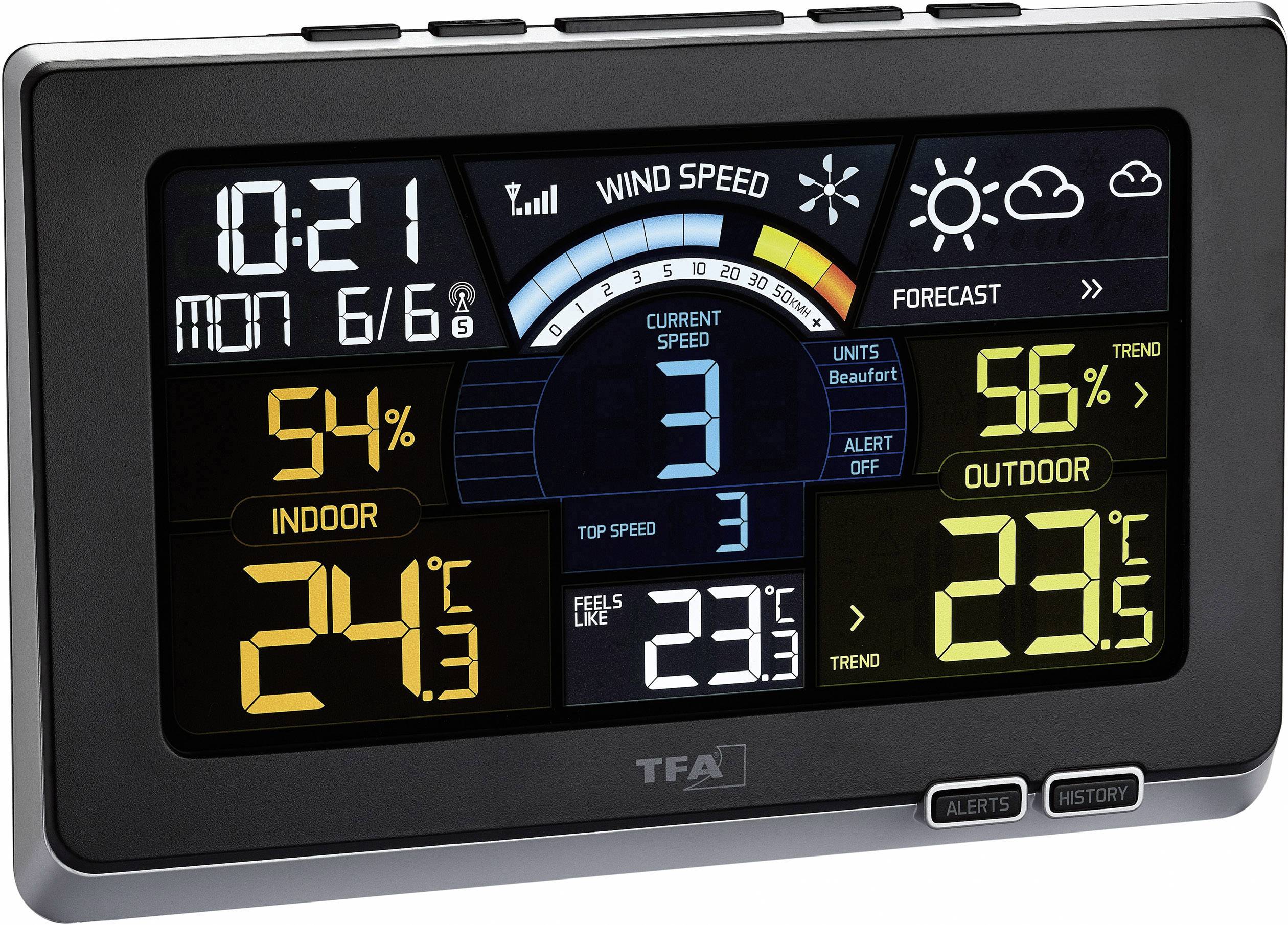Station météo radiopilotée numérique TFA Dostmann 35.1140.01 noir