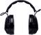 Casque antibruit noir vu de face. Il est fermé et dispose d'un arceau rembourré.