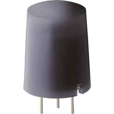 Capteur cylindrique en plastique noir avec trois broches métalliques à sa base. Adapté pour des applications électroniques.