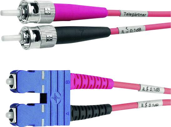 TELEGÄRTNER Câble adaptateur duplex 9/125 OS2, 2x ST mâle, 1x SC duplex mâle, jaune, 1 m-1