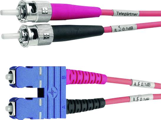 Telegärtner L00895A0070 fibre optique FO Câble de raccordement 10.00 m violet [1x ST mâle - 1x SC mâle] 50/125 µ Multimo-1