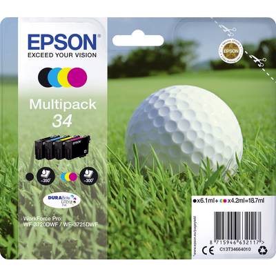   Epson  Encre  T3466, 34  d'origine  pack bundle  noir, cyan, magenta, jaune  C13T34664010