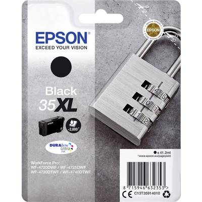 Emballage de cartouche Epson avec verrou et tache d'encre noire XL35. Modèles : WF-4720DWF, WF-4725DWF, WF-4730DTWF, WF-4740DTWF.