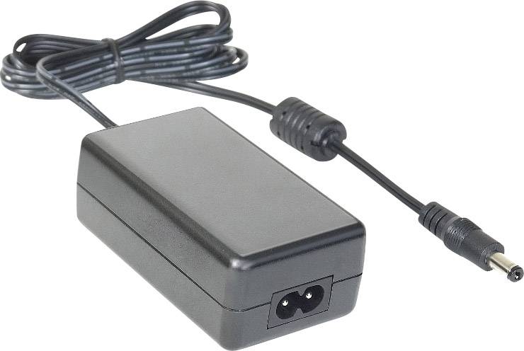 Adaptateur secteur noir avec câble et fiche, adapté aux appareils électroniques.