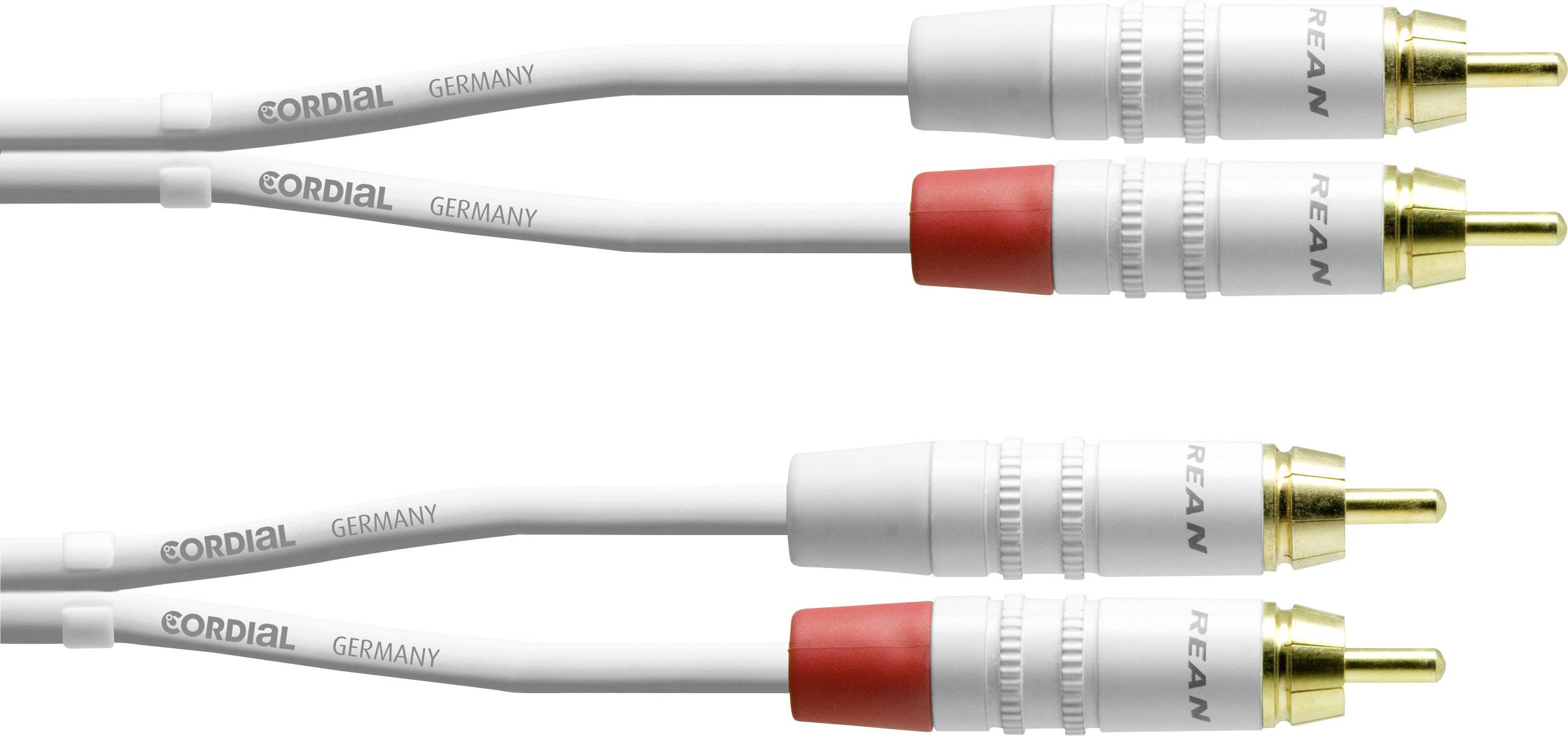Câble adaptateur audio [2x Cinch-RCA mâle - 2x Cinch-RCA mâle] Cordial CFU 1,5 CC-SNOW blanc 1.50 m-1