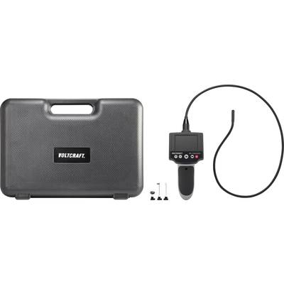 Caméra endoscopique VOLTCRAFT BS-10 avec câble flexible et boîtier noir. Comprend une mallette de transport et des accessoires.