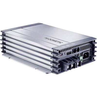 Convertisseur électronique argenté de Dometic avec structure latérale nervurée, connexions et fentes de ventilation.