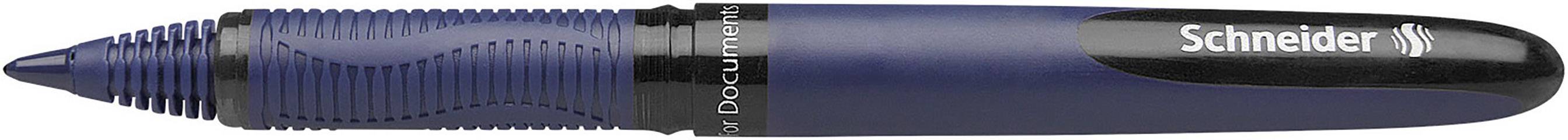 Un stylo à bille bleu marine avec l'inscription 'Schneider' sur le clip.