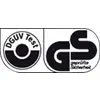 Logo avec texte 'DGUV Test' et 'Sécurité testée'. Forme circulaire en noir et blanc.