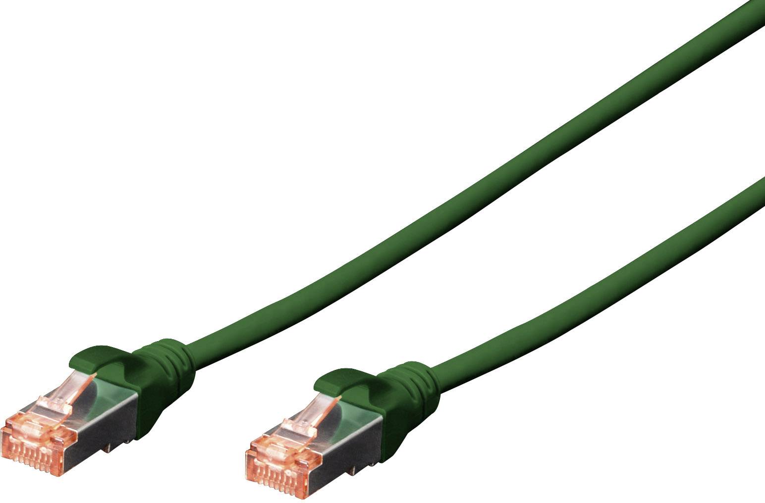 Digitus DK-1644-050/G RJ45 Câble réseau, câble patch CAT 6 S/FTP 5.00 m vert sans halogène, torsadé par paire, avec cliq