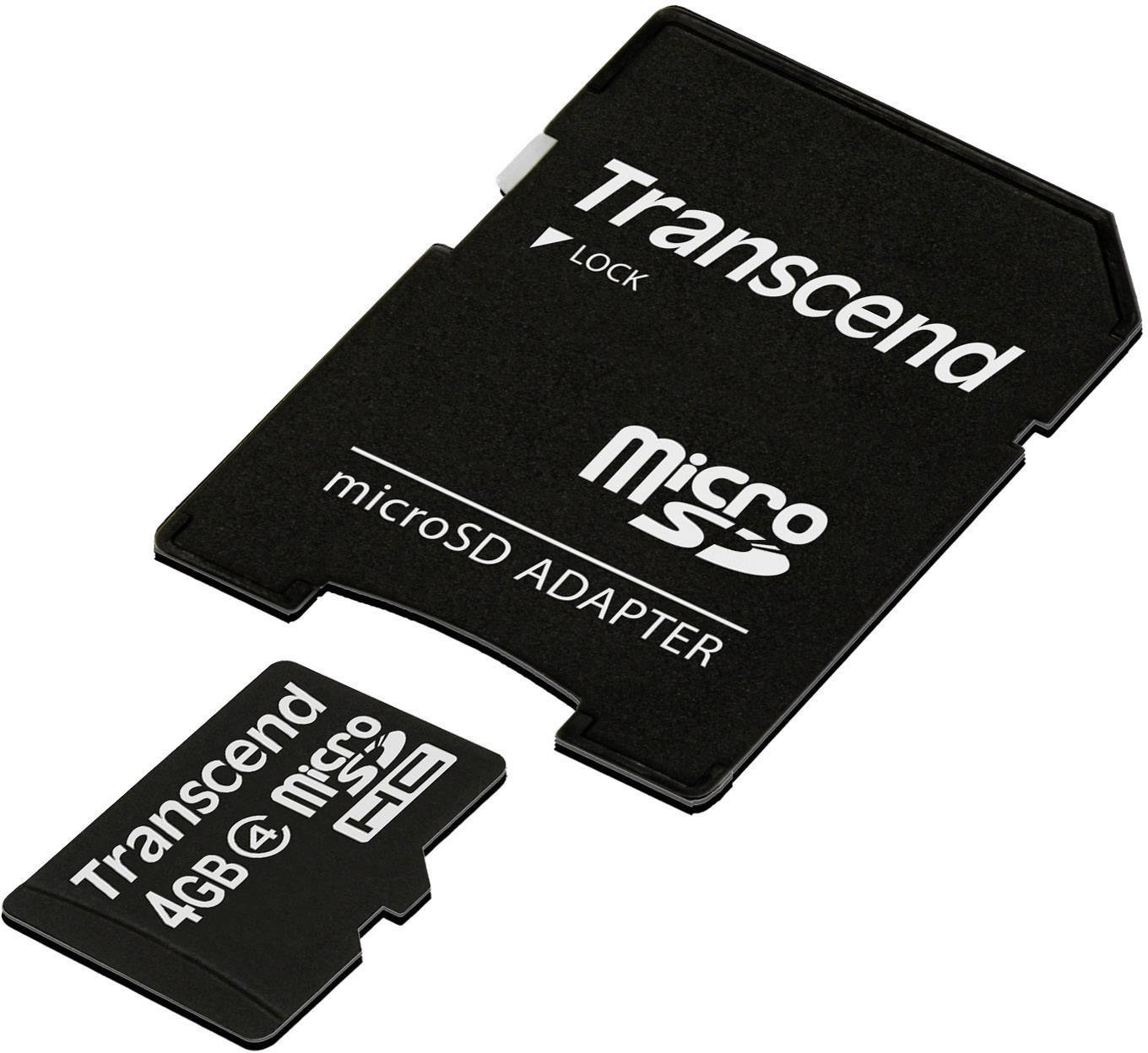 Transcend Transcend - Flash-Speicherkarte (microSDHC/SD-Adapter inbegriffen) Carte microSDHC 4 GB Class 4 avec adaptateur SD