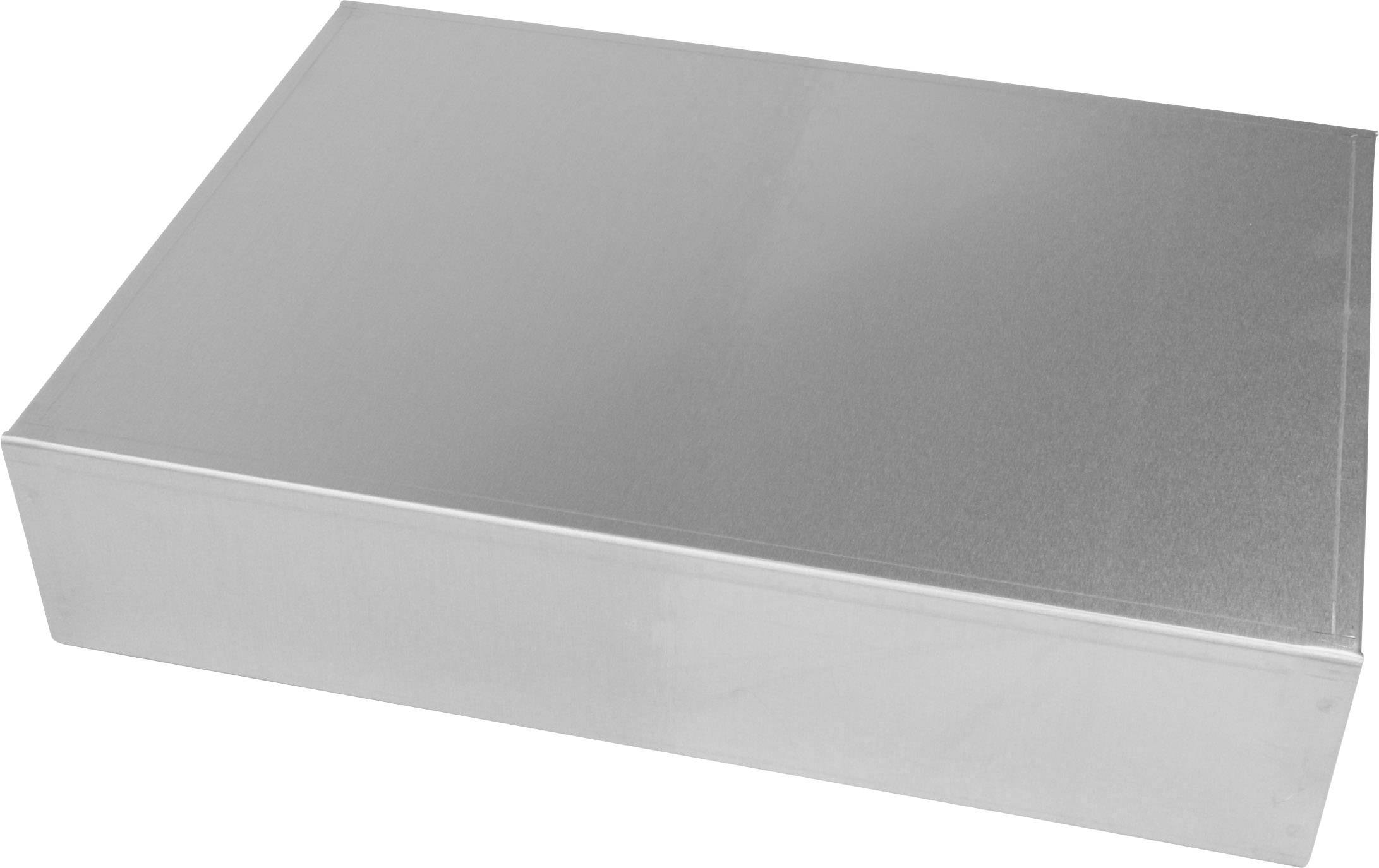 Un boîtier rectangulaire en métal argenté, dépourvu de toute inscription ou caractéristique visible.