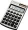 Calculatrice argentée avec cellule solaire et affichage '1234567890', vue complète du clavier.