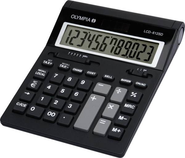Olympia LCD 612 SD  Calculatrice de bureau noir Ecran: 12 à pile(s) (l x H x P) 212 x 42 x 162 mm