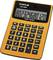 Un calculateur orange avec un écran bien lisible et des touches larges, affichant le nombre '802324680120'.
