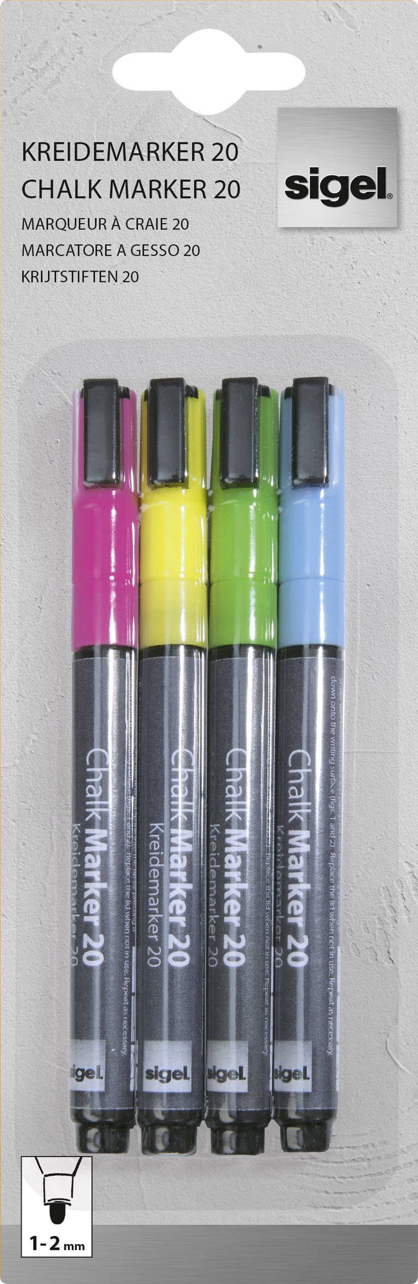 Sigel GL179 GL179 Marqueur craie rose, vert, jaune, bleu 1 mm-1