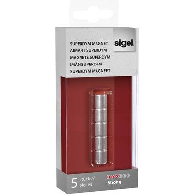 Sigel Aimant C5 "Strong" (Ø x H) 10 mm x 10 mm cylindrique argent 5 pc(s) GL700