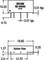Schéma d'un composant électronique avec dimensions en millimètres comprenant la longueur, la largeur et les broches, vue de face et vue latérale.