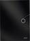 Pochette noire avec fermeture élastique et petit logo 'Leitz' en bas à droite.
