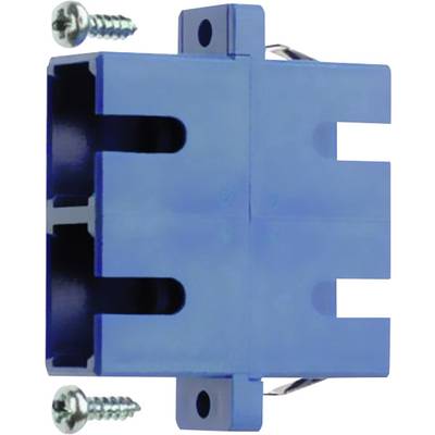 Un support de lampe halogène H4 bleu avec deux vis à côté. Le support est conçu pour la connexion de lampes automobiles.