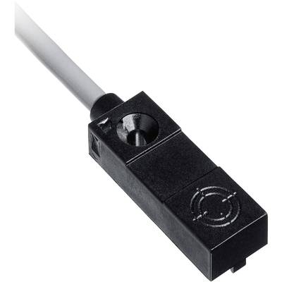 Un capteur de proximité noir avec un câble de connexion blanc, adapté aux applications industrielles et au positionnement précis.