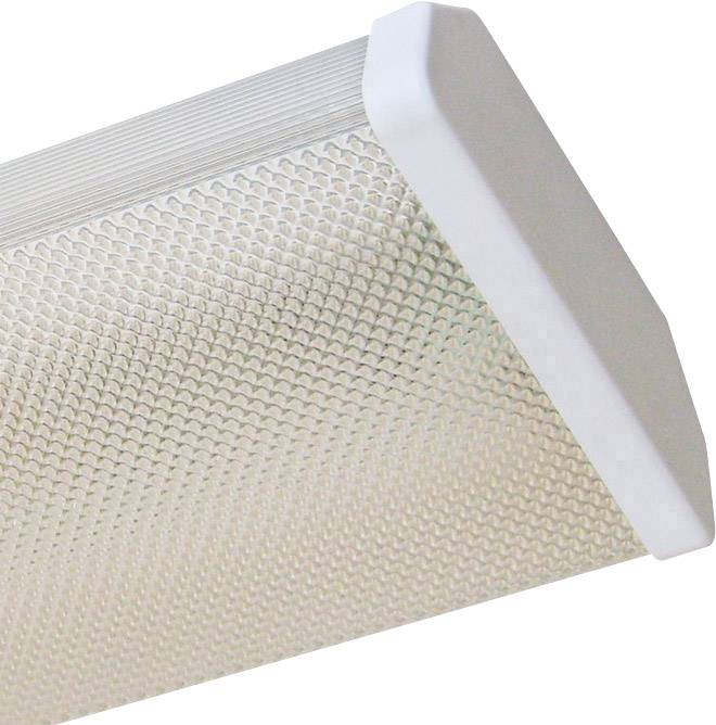 Plafonnier avec un abat-jour blanc et un verre texturé, qui peut être installé au plafond. Adapté pour un éclairage efficace d'une pièce.
