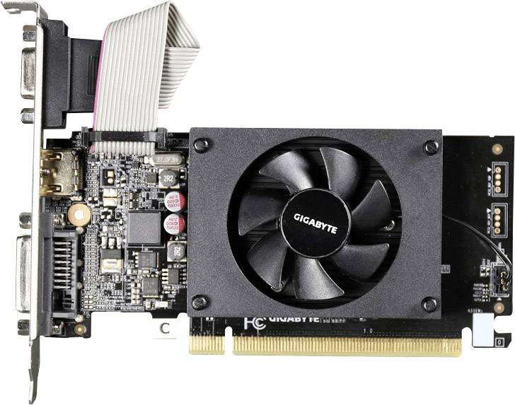 Gigabyte Carte graphique Nvidia GeForce GT710 2 GB RAM DDR3 HDMI™, DVI, VGA profil bas-1