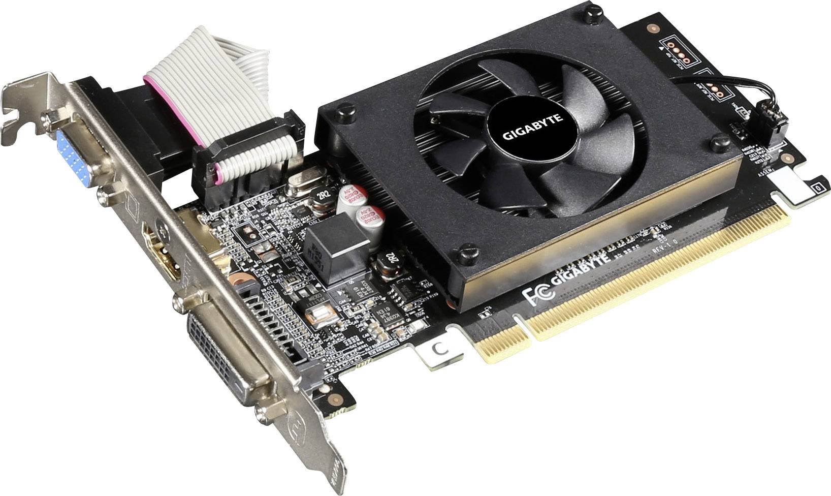 Gigabyte Carte graphique Nvidia GeForce GT710 2 GB RAM DDR3 HDMI™, DVI, VGA profil bas-2