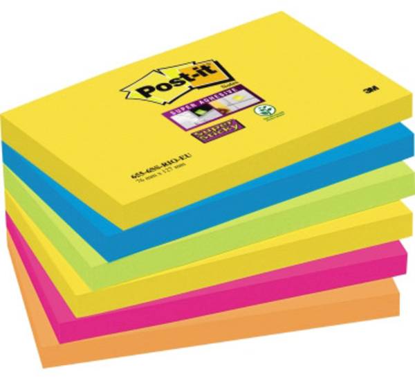 Note adhésive Postit 6556SR 127 mm x 76 mm vert fluorescent, orange