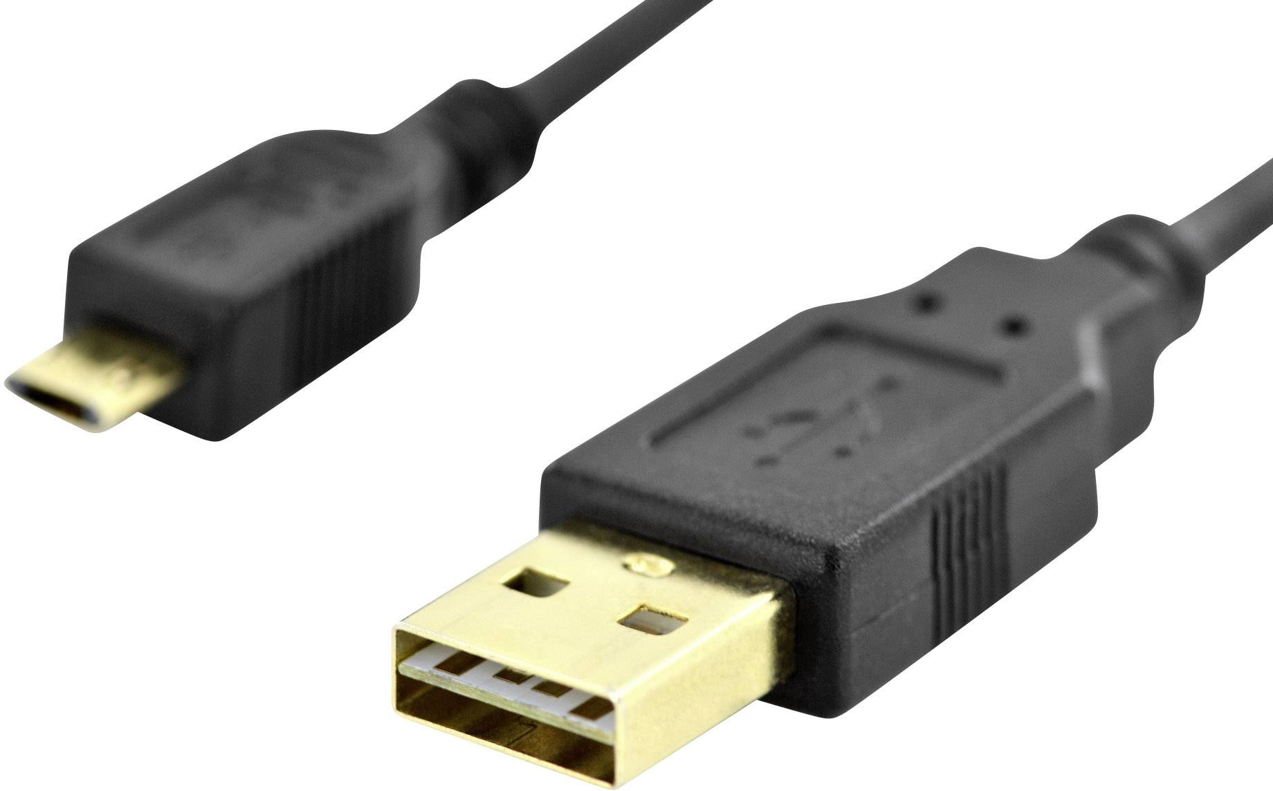 Digitus Câble USB USB 2.0 USB-A mâle, USB-Micro-B mâle 1.00 m noir rond, blindage double DK-300122-010-S-2