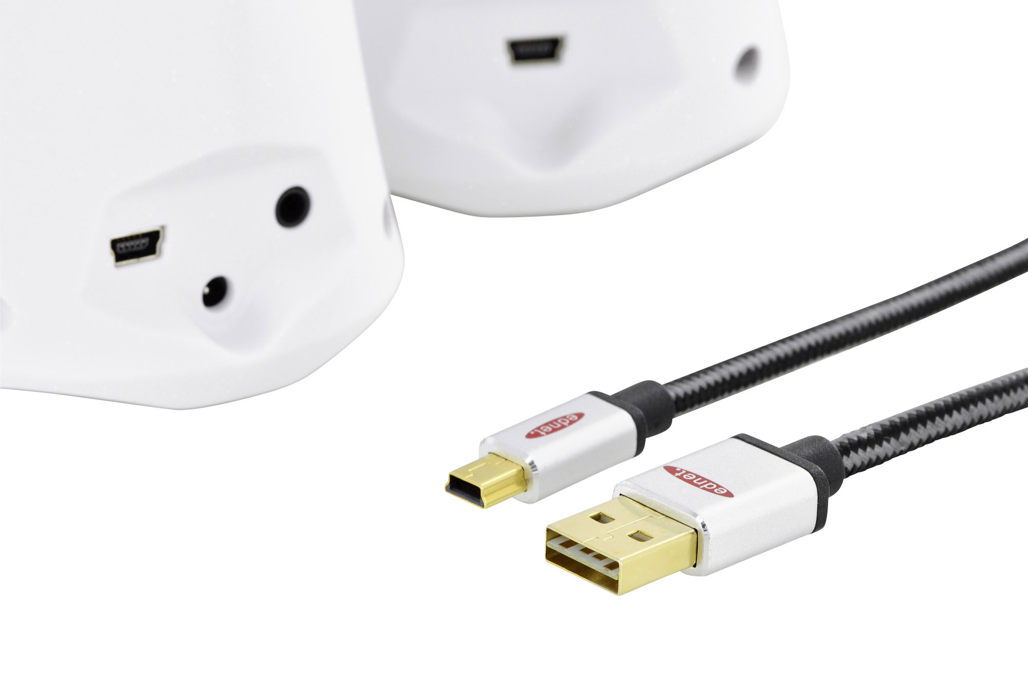 ednet Câble USB USB 2.0 USB-A mâle, USB-Mini-B mâle 1.80 m noir rond, connecteur utilisable des deux cotés, blindage dou-2