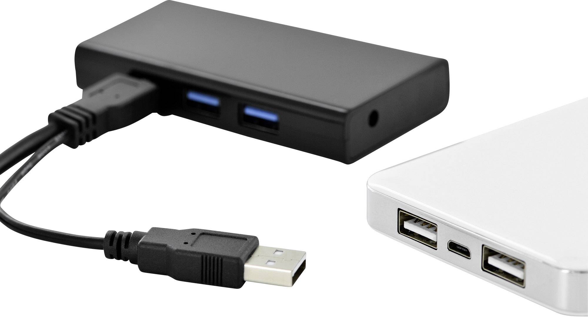 Digitus Câble USB USB 3.2 Gen1 USB-A mâle, USB-A femelle 0.30 m noir rond, blindage double AK-300140-003-S-1