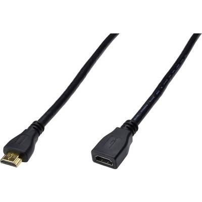 Câble de rallonge HDMI noir avec une fiche HDMI à gauche et un port HDMI à droite.
