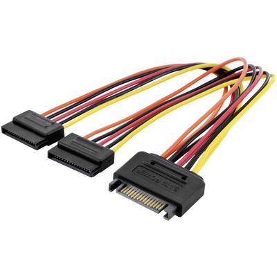 Un câble d'alimentation SATA à deux sorties, utilisé pour alimenter les lecteurs internes d'un ordinateur.