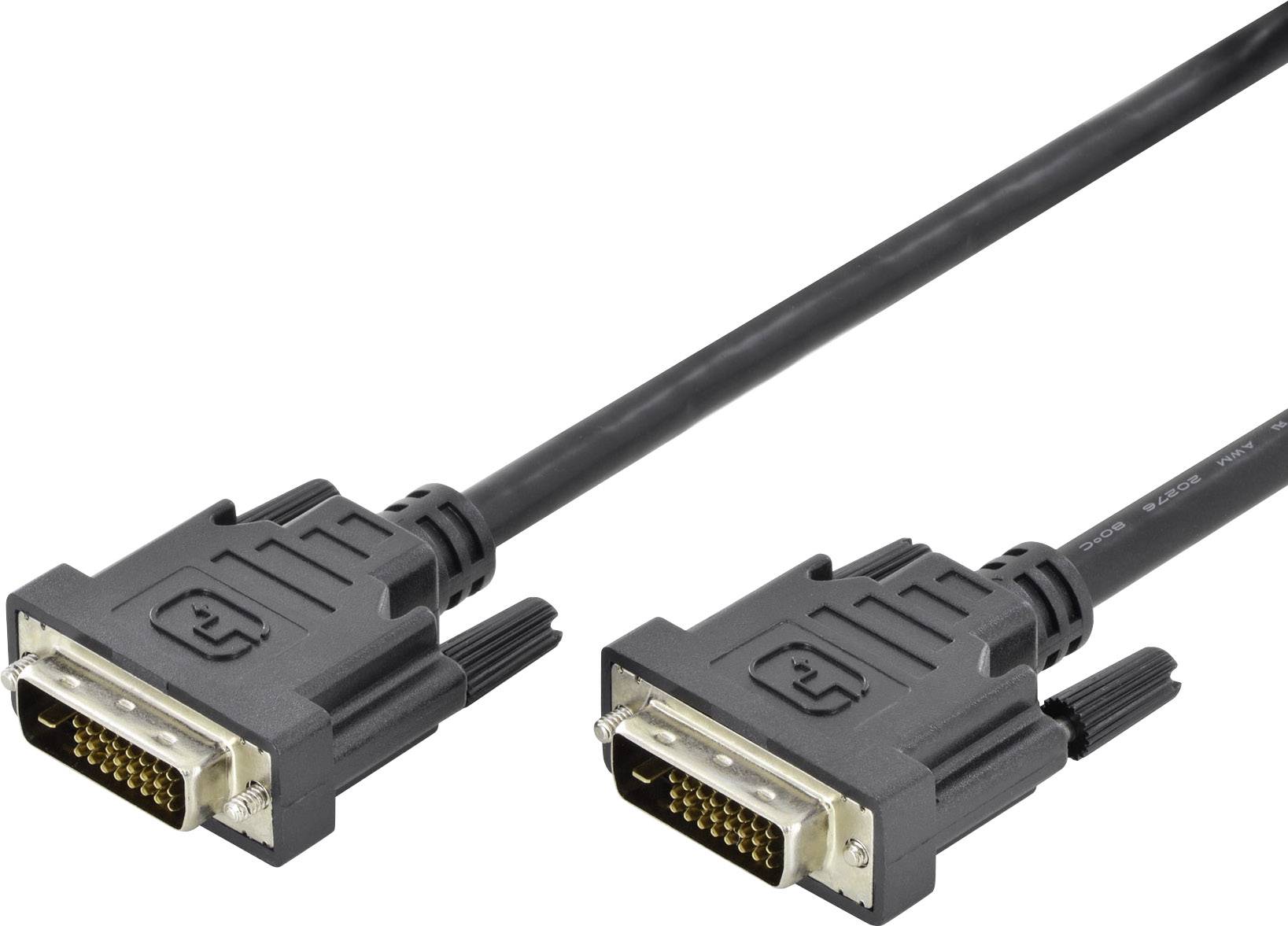 Câble de raccordement Digitus DVI Fiche mâle DVI-D 24+1 pôles, Fiche mâle DVI-D 24+1 pôles 2.00 m noir DB-320108-020-S r-1