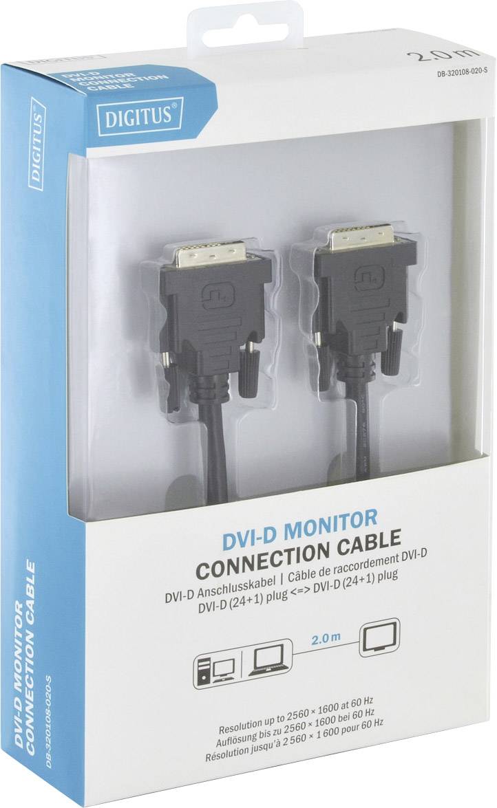 Câble de raccordement Digitus DVI Fiche mâle DVI-D 24+1 pôles, Fiche mâle DVI-D 24+1 pôles 2.00 m noir DB-320108-020-S r-2