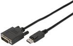 Câble adaptateur DisplayPort Digitus, DP - DVI (24+1), mâle/mâle, 2 m de long, avec verrouillage, DP 1.1a compatible, noir