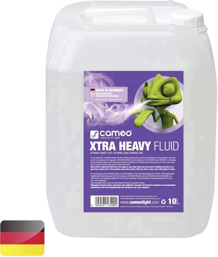 Bidon de 10 litres de 'Cameo Xtra Heavy Fluid'. Adapté pour des effets spéciaux de scène. Fabriqué en Allemagne.