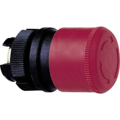 Bouton d'arrêt d'urgence rouge avec base noire. Utilisé pour arrêter rapidement des machines ou des équipements en cas d'urgence.