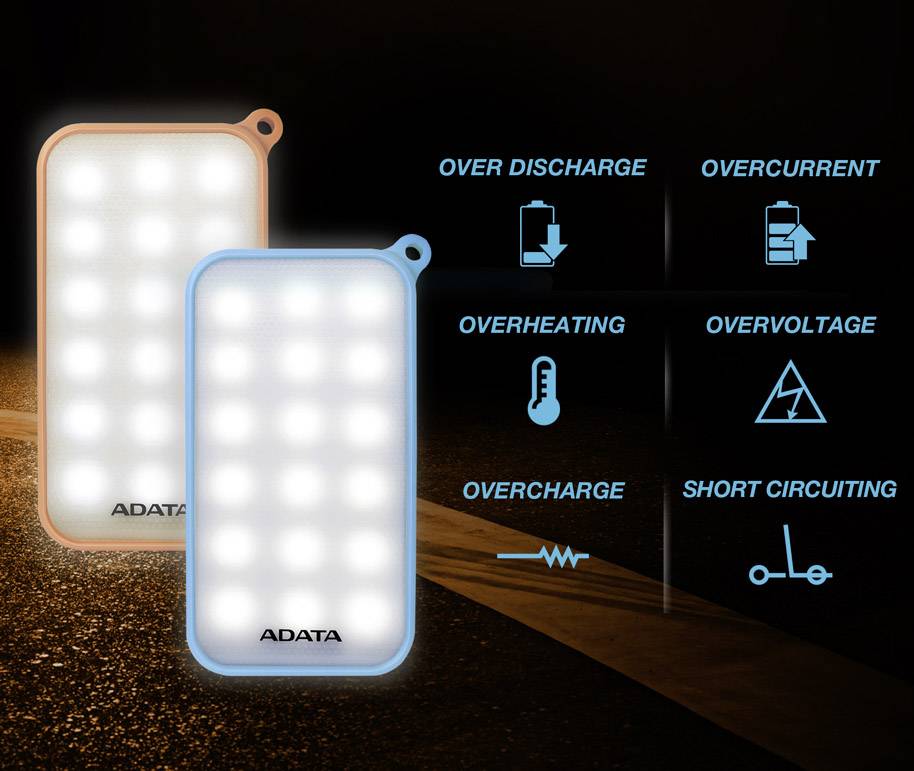 ADATA D8000L Powerbank (batterie supplémentaire) 8000 mAh LiPo USB-A, Micro USB orange Lampe de poche-4