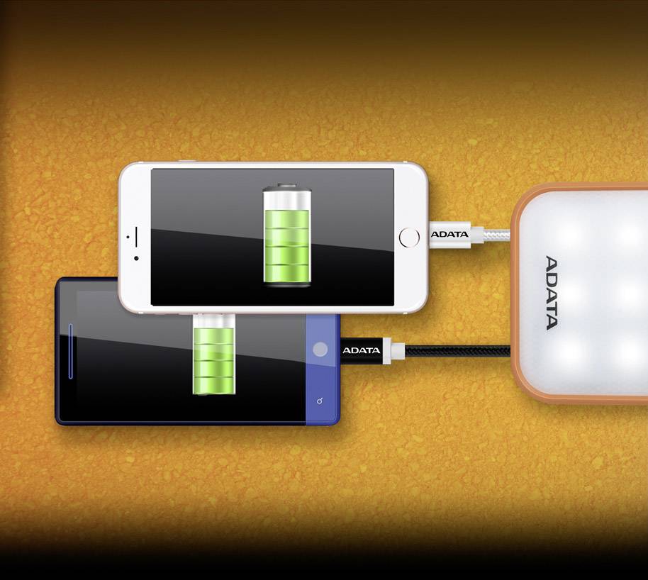 ADATA D8000L Powerbank (batterie supplémentaire) 8000 mAh LiPo USB-A, Micro USB orange Lampe de poche-6