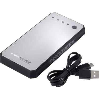 Power Traveller Discovery Powerbank (batterie supplémentaire) 6000 mAh LiPo acier inoxydable, noir Extérieur, Affichage -0