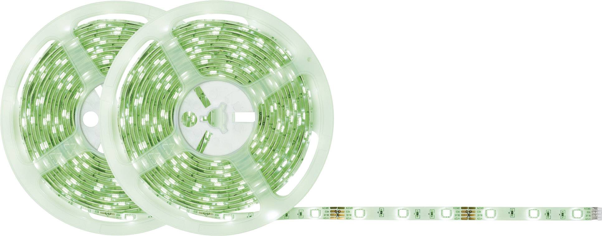 Deux rouleaux avec des bandes de LED vertes. Une bande de LED est partiellement déroulée et visible.
