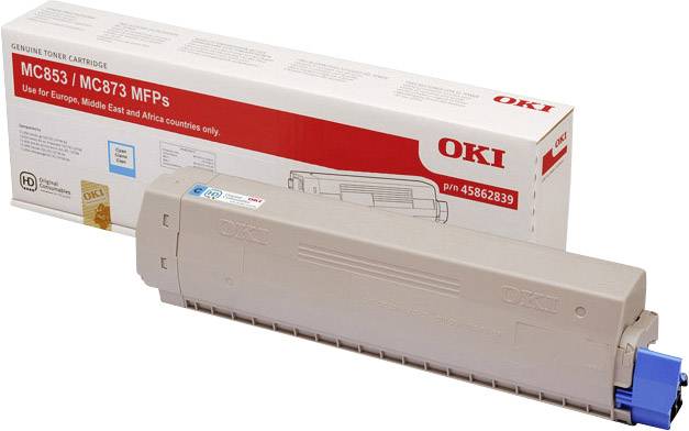 OKI Toner MC853 MC873 d'origine cyan 7300 pages 45862839-0